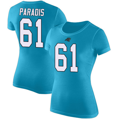 Carolina Panthers Blue Women Matt Paradis Rush Pride Name and Number NFL Football #61 T Shirt->carolina panthers->NFL Jersey